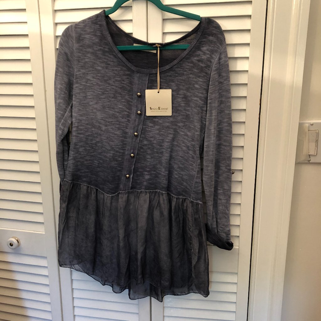Spazio Donna Tunic Blouse In Blueish Purple, Two T